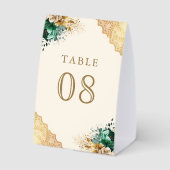 Plaque De Table Emerald Floral Lace Cream Wedding Table Number (Verso)