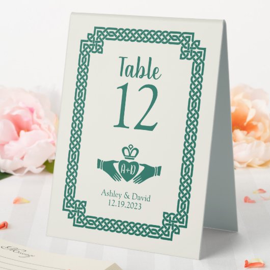 Plaque De Table Emerald Green Celtic Knot Claddagh Mariage irlanda (In SItu (Mariage))