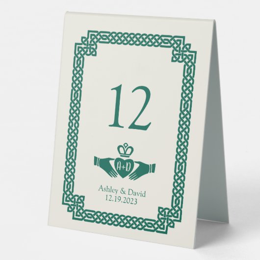 Plaque De Table Emerald Green Celtic Knot Claddagh Mariage irlanda (Verso)