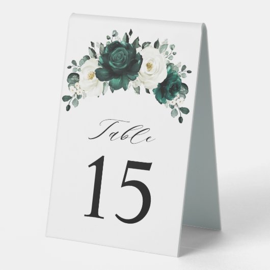 Plaque De Table Emerald Green Eucalyptus Numéro de table blanche (Verso)