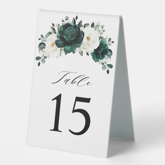 Plaque De Table Emerald Green Eucalyptus Numéro de table blanche (Recto)