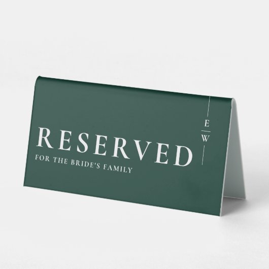 Plaque De Table Emerald Green Minimalist Moderne Réservé (Recto)