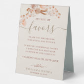 Plaque De Table En remplacement des faveurs du Mariage bohème don (Verso)