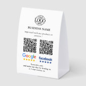 Plaque De Table Enseigne de code QR pour les avis Google et Facebo (Recto)