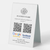 Plaque De Table Enseigne de code QR pour les avis Google et Facebo (Verso)