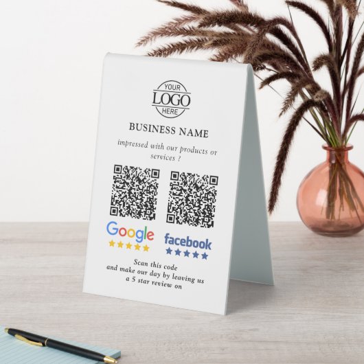 Plaque De Table Enseigne de code QR pour les avis Google et Facebo (En SItu (Tableau))