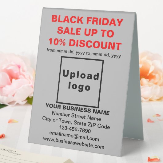 Plaque De Table Entreprise Noir Vendredi Vente sur table grise (In SItu (Mariage))