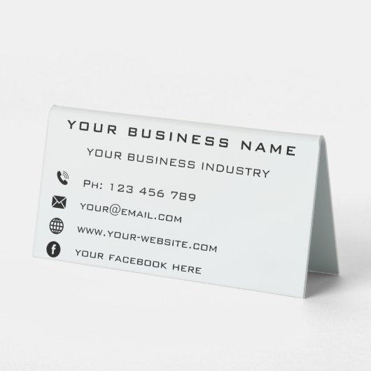 Plaque De Table Entreprise Nom Info Table Tente Signal (Recto)