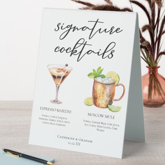 Plaque De Table Espresso Martini Moscow Mule Cocktail Mariage Menu (En SItu (Tableau))