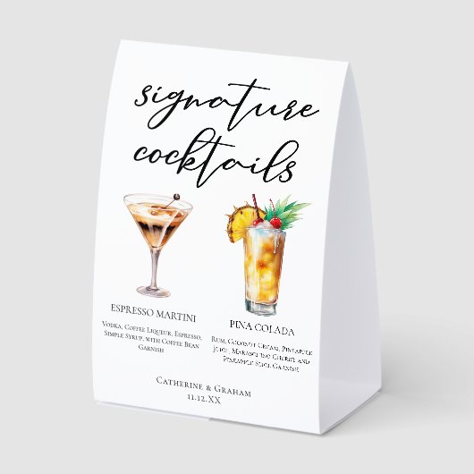 Plaque De Table Espresso Martini Pina Colada Dessert Cocktails (Recto)