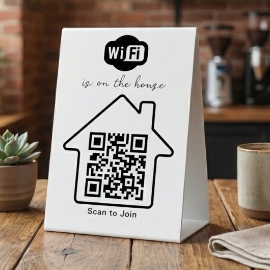 Plaque De Table Est Offert Par La Maison | Code QR WiFi Minimalist