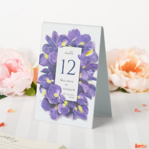 Plaque De Table Étonnant violet Irises Aquarelle Floral Mariage
