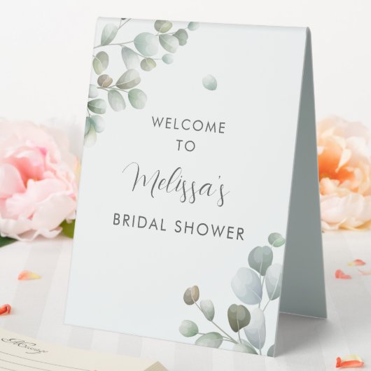 Plaque De Table Eucalyptus Foliage Script Fête des mariées Bienven (In SItu (Mariage))