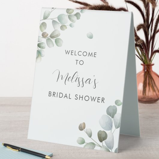 Plaque De Table Eucalyptus Foliage Script Fête des mariées Bienven (En SItu (Tableau))