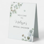 Plaque De Table Eucalyptus Foliage Script Fête des mariées Bienven (Verso)