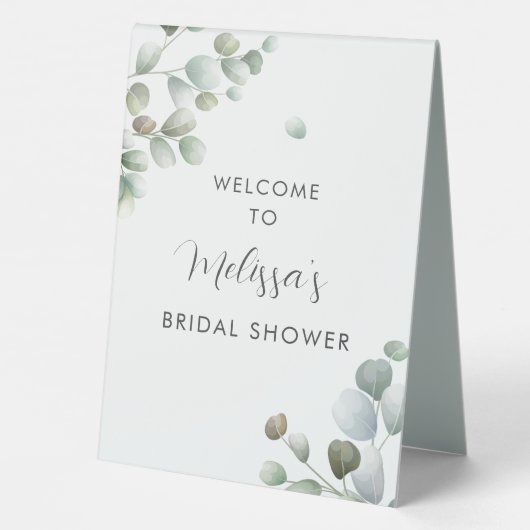 Plaque De Table Eucalyptus Foliage Script Fête des mariées Bienven (Verso)