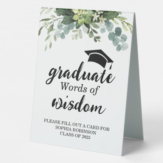 Plaque De Table Eucalyptus Graduation Party Conseil invité (Verso)