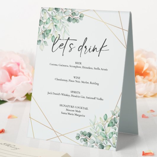 Plaque De Table Eucalyptus Mariage de verdure Boissons Menu (In SItu (Mariage))