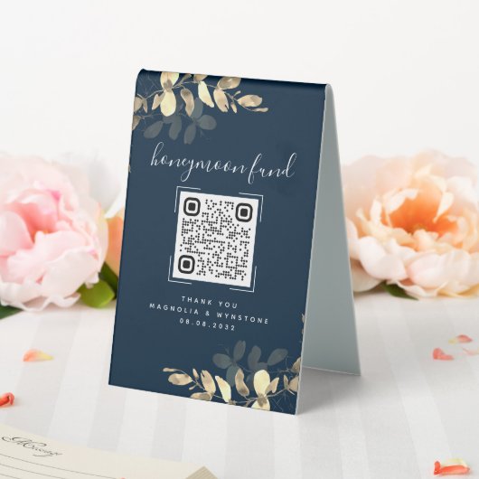 Plaque De Table Eucalyptus Mariage Honeymoon Fund QR Code (In SItu (Mariage))