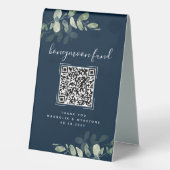 Plaque De Table Eucalyptus Mariage Honeymoon Fund QR Code (Verso)