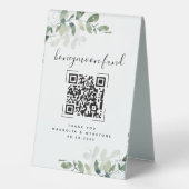 Plaque De Table Eucalyptus Mariage Honeymoon Fund QR Code (Verso)