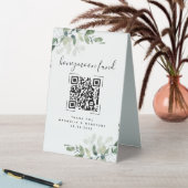 Plaque De Table Eucalyptus Mariage Honeymoon Fund QR Code (En SItu (Tableau))