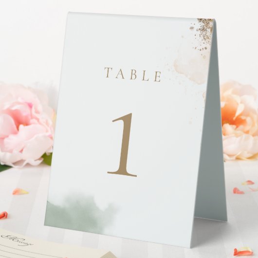 Plaque De Table Eucalyptus or vert Numéro de tableau (In SItu (Mariage))