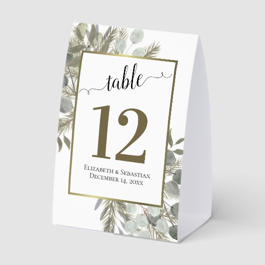 Plaque De Table Eucalyptus Rustique & Mariage de pin Numéro de tab (Verso)