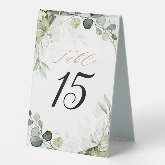 Plaque De Table Eucalyptus Sage Verdure Mariage géométrique modern (Recto)