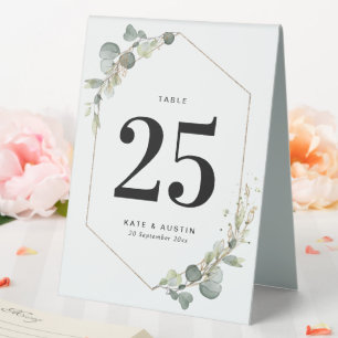 Plaque De Table eucalyptus vert mariage numéro de table