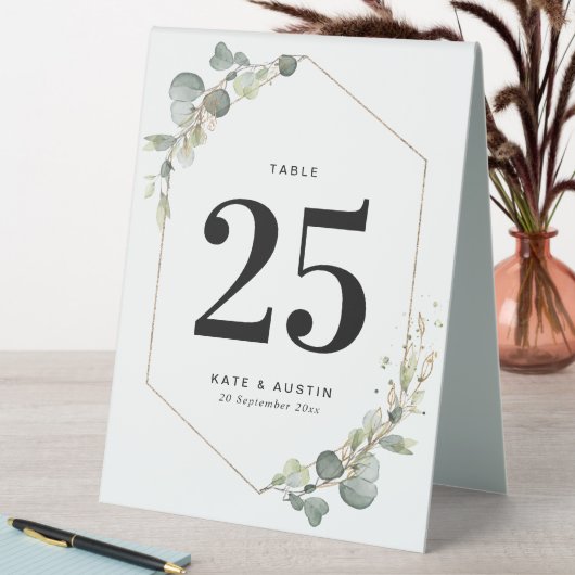 Plaque De Table eucalyptus vert mariage numéro de table (En SItu (Tableau))