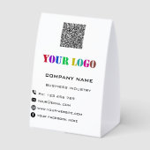 Plaque De Table Exemple de texte de logo de société Code QR Papier (Verso)