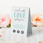 Plaque De Table Fabriqué avec l'amour Script Turquoise fait main (In SItu (Mariage))