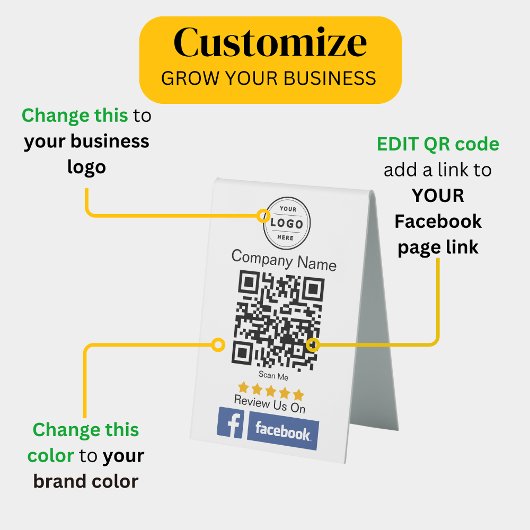 Plaque De Table Facebook Demande de révision Code QR Signal Pedest