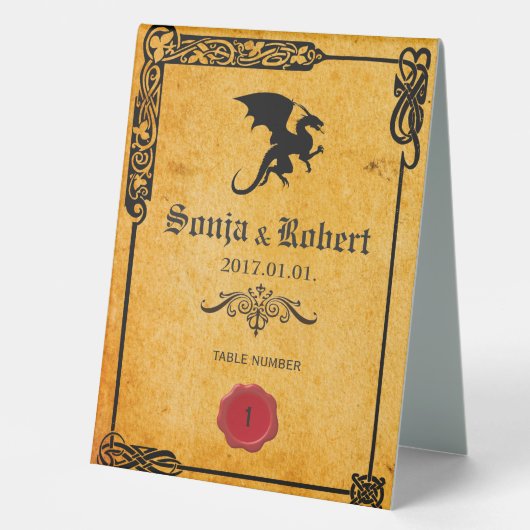 Plaque De Table Faire-part de mariage celtique médiéval personnali (Recto)