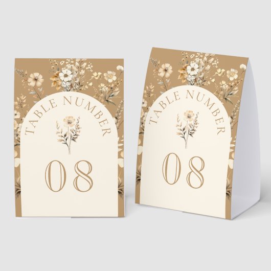 Plaque De Table Fall Autumn Boho Wildflower Wedding Table Number (Recto/verso)