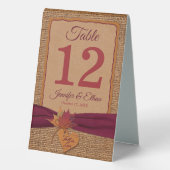 Plaque De Table Fall in Love Burlap, Feuilles, Burlap (Verso)