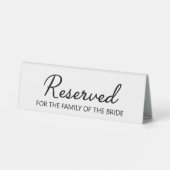Plaque De Table Famille Réservée Mariage moderne de mariée (Verso)