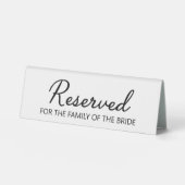 Plaque De Table Famille Réservée Mariage moderne de mariée (Recto)