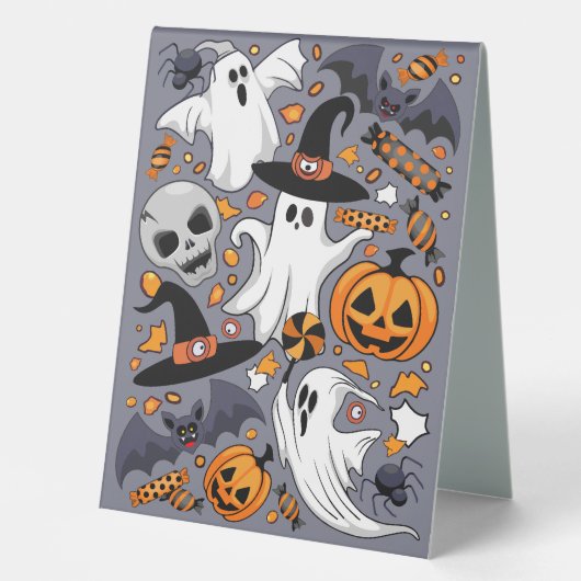 Plaque De Table Fantômes Monstres mignons Éffrayants et Déplaisant (Recto)