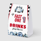 Plaque De Table Fast One 1st birthday Boy Racing Car Drinks (Recto)