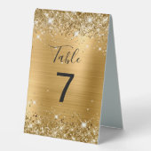 Plaque De Table Faux Glittery Gold Foil Numéro Mariage (Recto)