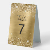 Plaque De Table Faux numéro de table de mariage en feuille d'or sc (Recto)