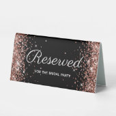 Plaque De Table Faux Rose Gold Parties scintillant Noir Réservé (Recto)