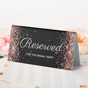 Plaque De Table Faux Rose Gold Parties scintillant Noir Réservé