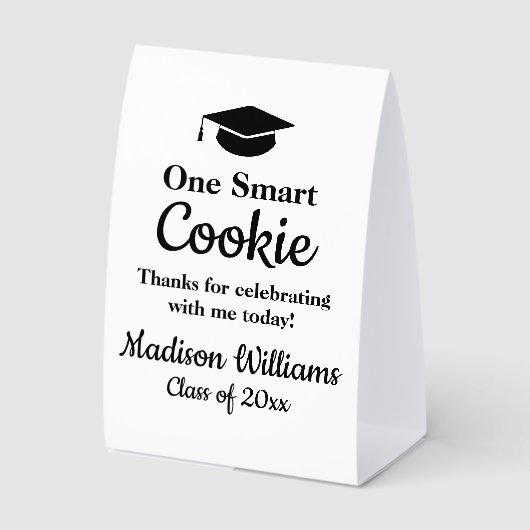 Plaque De Table Faveur de remise de diplômes One Smart Cookie noir (Recto)