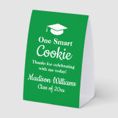Plaque De Table Faveur de remise de diplômes One Smart Cookie vert (Verso)