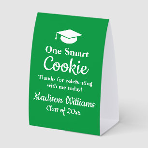 Plaque De Table Faveur de remise de diplômes One Smart Cookie vert