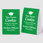 Plaque De Table Faveur de remise de diplômes One Smart Cookie vert (Recto/verso)