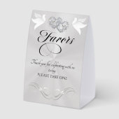 Plaque De Table Faveurs Colombes & Cœurs - Perle Blanche/Argent (Verso)
